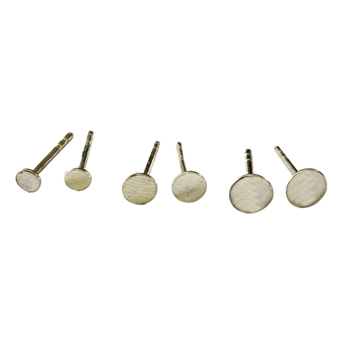 Sterling Silver Earring Post with Round Flat Base - 1mm-Sold as a Pair with Backs
