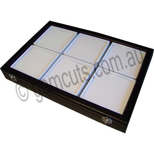 Gemstone Display Case with 6 White Inserts (90mm x 90mm Inserts)