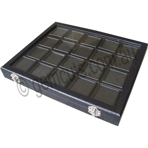 Gemstone Display Case with 20 Black Inserts (40mm x 40mm Inserts)