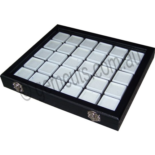 Gemstone Display Case with 30 White Inserts (inserts 40mm x 40mm)