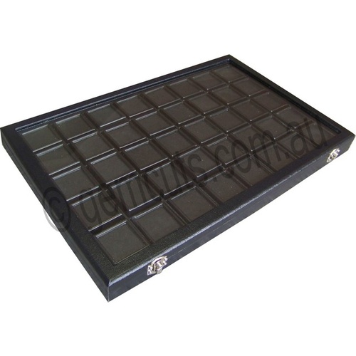 Gemstone Display Case with 40 Black Inserts (Inserts 30mm x 30mm)