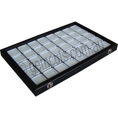Gemstone Display Case with 40 White Inserts (Inserts 30mm x 30mm)