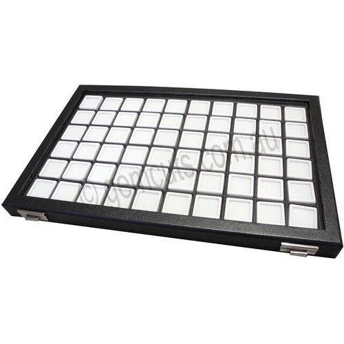 Gemstone Display Case with 60 Inserts Black or White (inserts 30mm x 30mm)