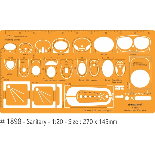Architects Drafting Template Sanitary Units - Plan View 1:20