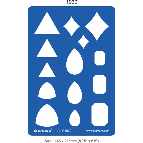 Metal Clay Design Template - Gemstone Shapes (1930) - Triangles