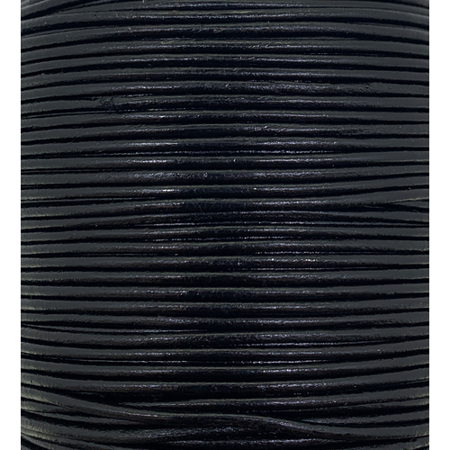 Leather Cord - Round - Black (Per Metre)