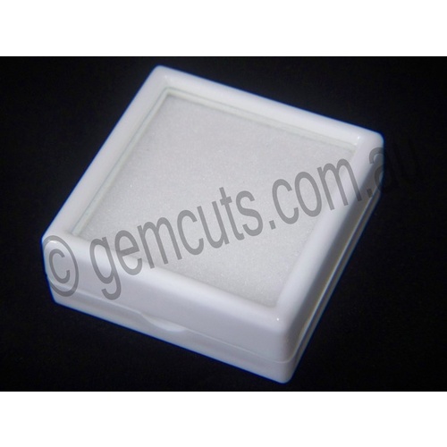 Plastic Display Box with Glass Lid 40mm x 40mm white