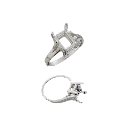 Cathedral Shank Emerald 12 x 10mm Ring Setting - Sterling Silver