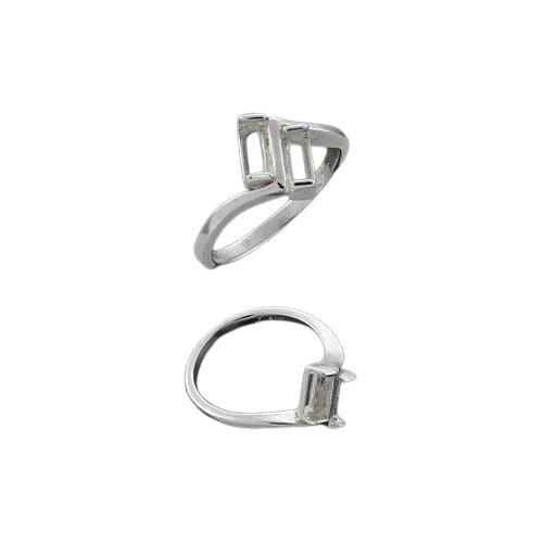 Double Tourmaline Ring Setting 2 x 6mm  Size 7 - Sterling Silver