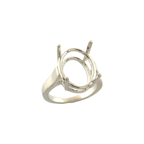 Premium Oval Cathedral Shank Ring Setting - Sterling Silver