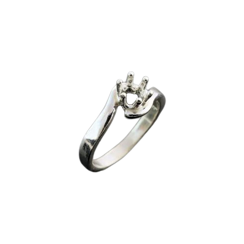 Premium Round Crescent Ring Setting - Sterling Silver