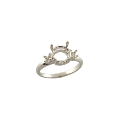 Premium Round Accented Ring Setting - Sterling Silver