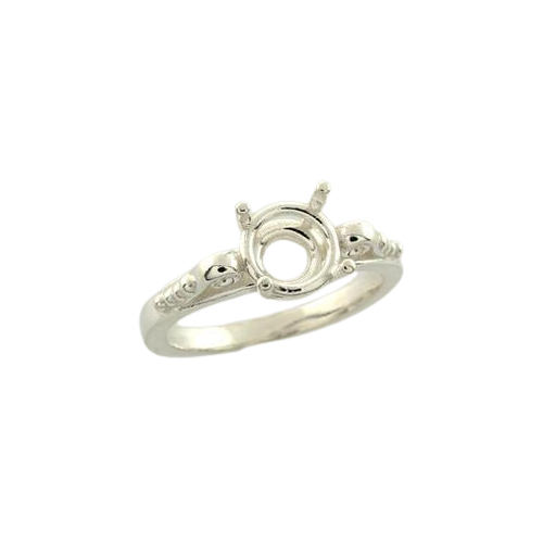 Premium Round Scroll Style Ring Setting - 6mm - Size 7 - Sterling Silver