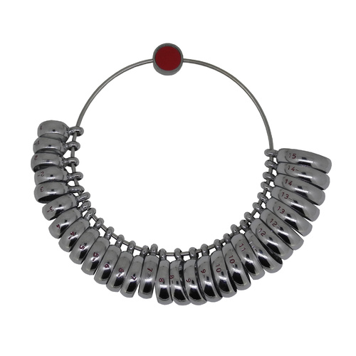 Chrome Plated Wedding Ring Sizer Set 1-15 (7mm width)