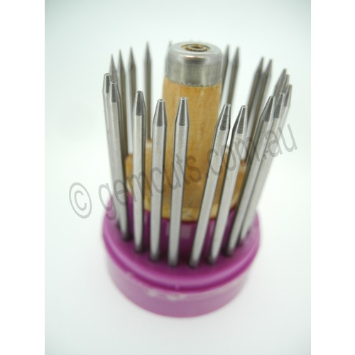 Stone Setting Beading Tool Set with Hardwood Handle & Stand 23 pc