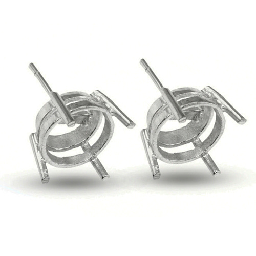 Sterling Silver Round 4 Claw Double Gallery Earrings