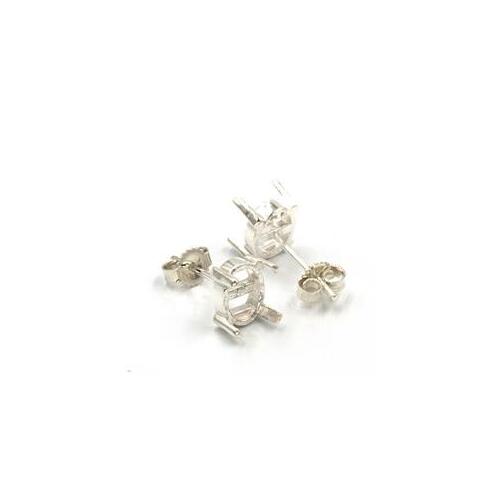 Sterling Silver Premium Oval Cabochon Earring Mounting 6mm x 4mm - Sold as a pair including backs
