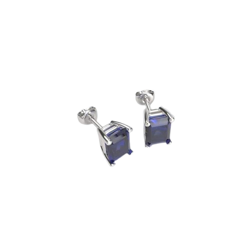 Sterling Silver Premium Emerald Earring Mounting 7mm x 5mm - Sold as a pair - with backs