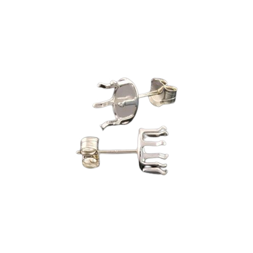 Sterling Silver Oval Snap-Tite Earring Setting 6mm x 4mm
