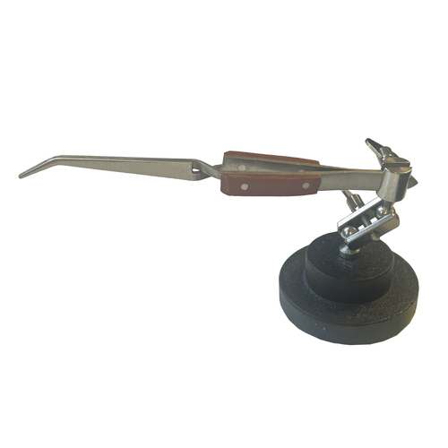 Single Third Hand with Round Base- CURVED SOLDER TWEEZER