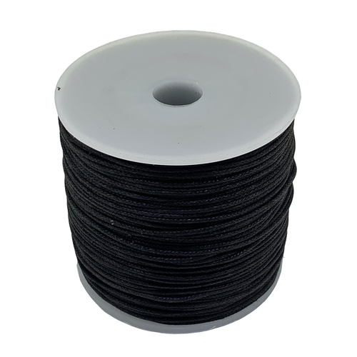 Waxed Cotton Cord - Round - Black - 1.5mm 100 Metre Roll