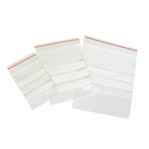 Zip Lock Bag with 3 White Strips - 100 Pack
