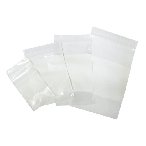 Zip Lock Bags with White Strip 75mm x 100mm - 100 Pack